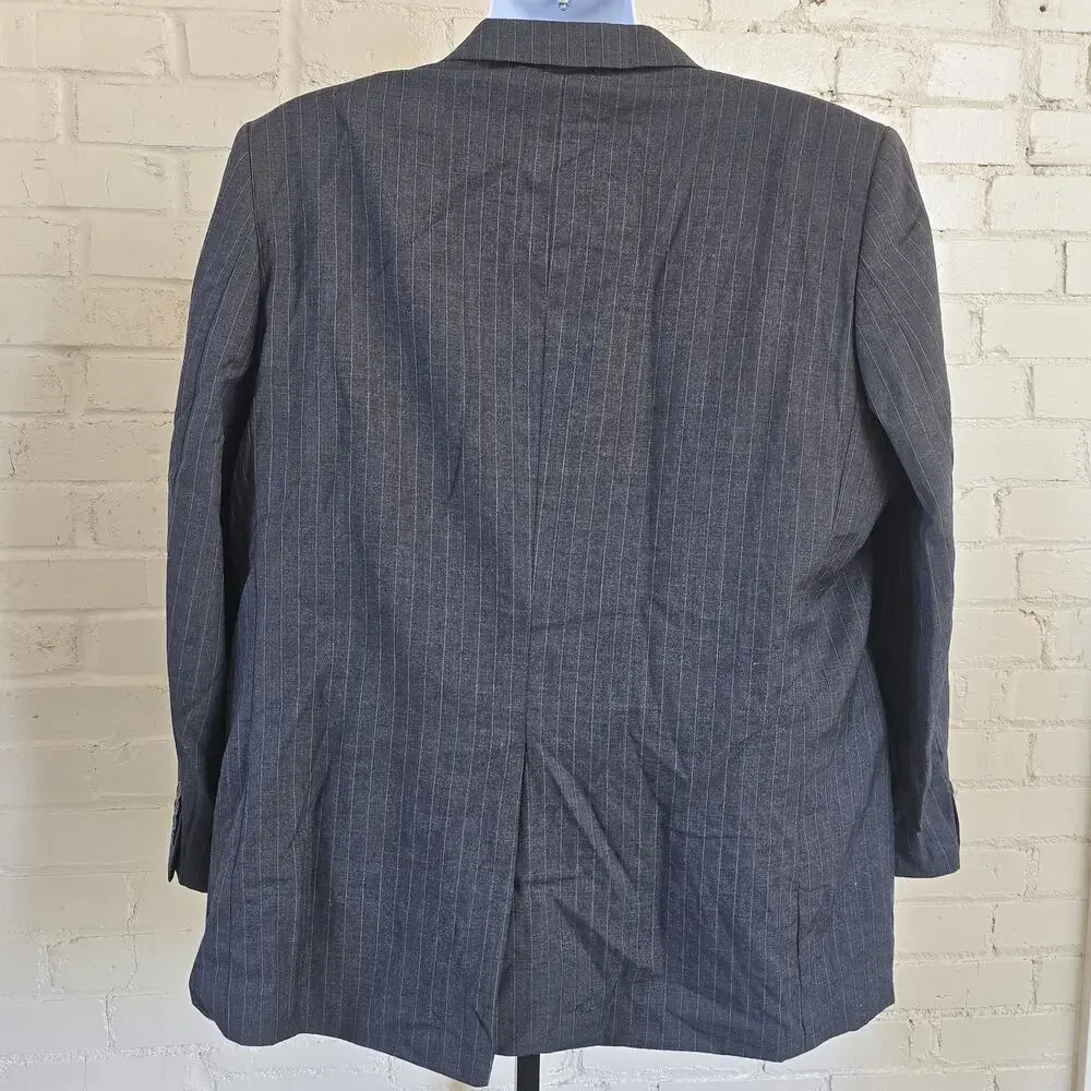 Joseph & Feiss International 100% Wool Charcoal Pinstripe Suit Jacket Blazer